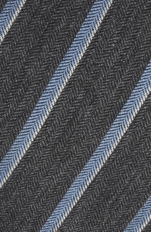 David Donahue Stripe Wool & Cashmere Blend Tie In Gray