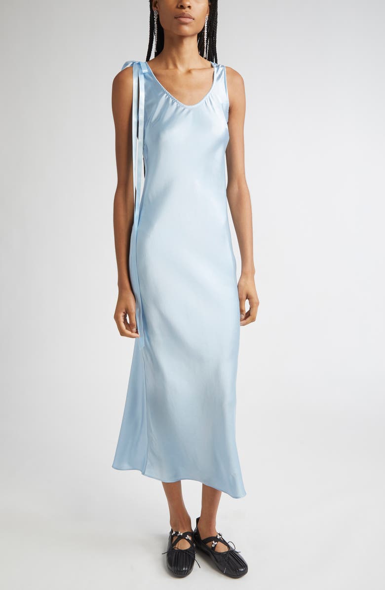 Simone Rocha Bow Detail Silk Satin Dress, Main, color, Baby Blue