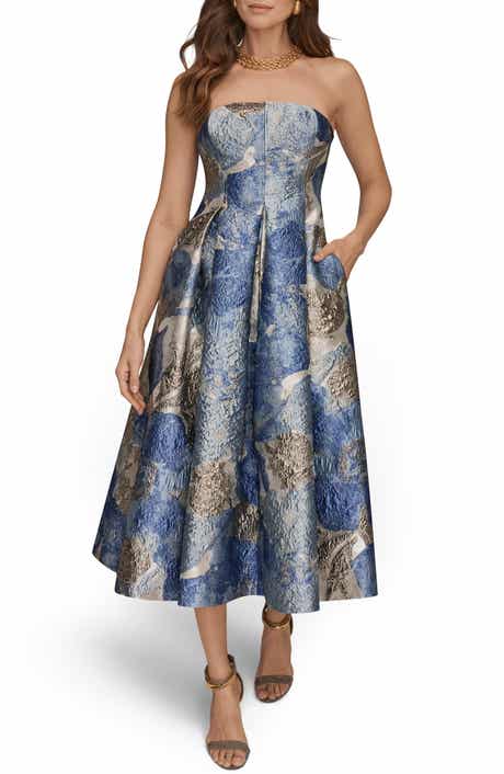 Floral Strapless Fit & Flare Midi Cocktail Dress