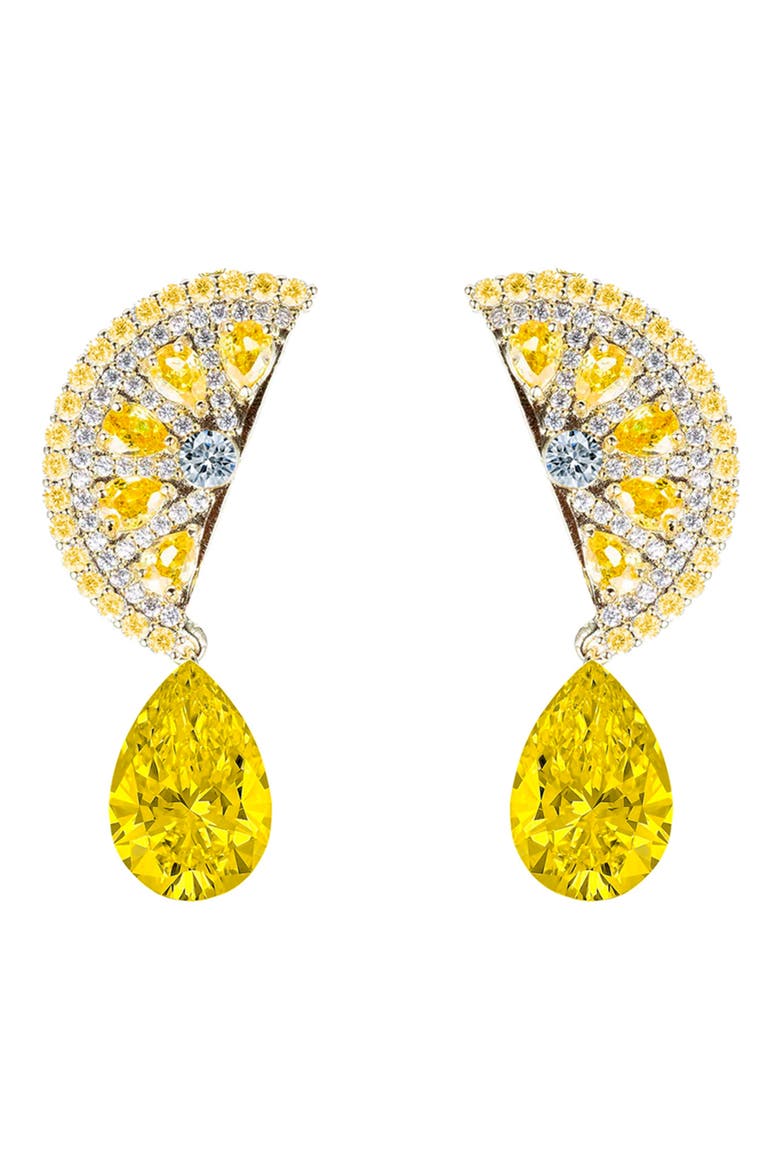 Lemon Squeeze Cubic Zirconia Drop Earrings, Main, color, GOLD