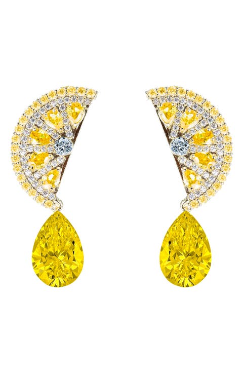 Lemon Squeeze Cubic Zirconia Drop Earrings