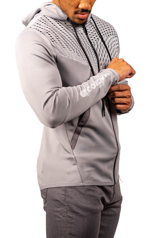 Maceoo Shield Grey Zip Hoodie In Grey