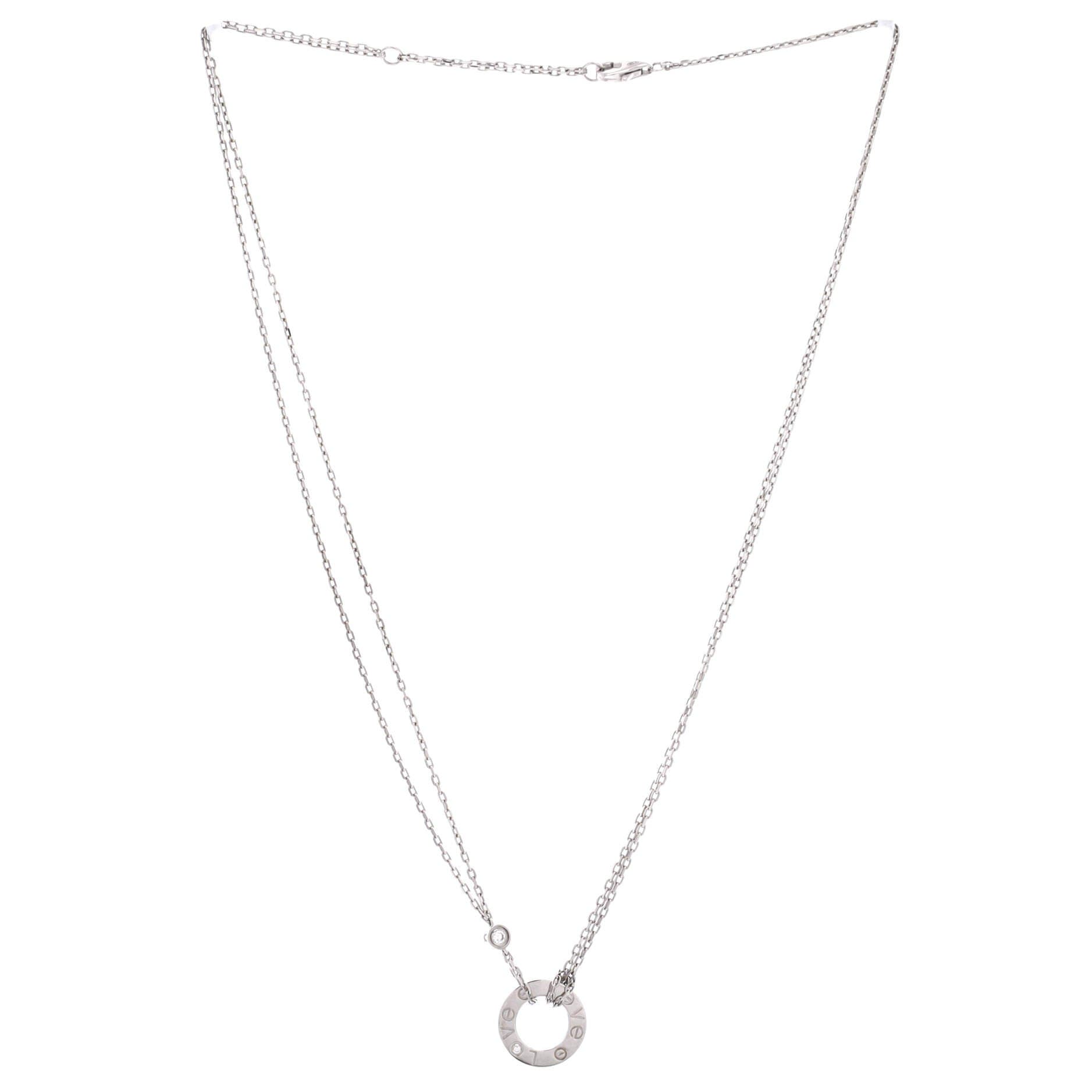 2 Diamonds Love Pendant Necklace 18K White Gold with Diamonds, Alternate, color, Metallic Gold