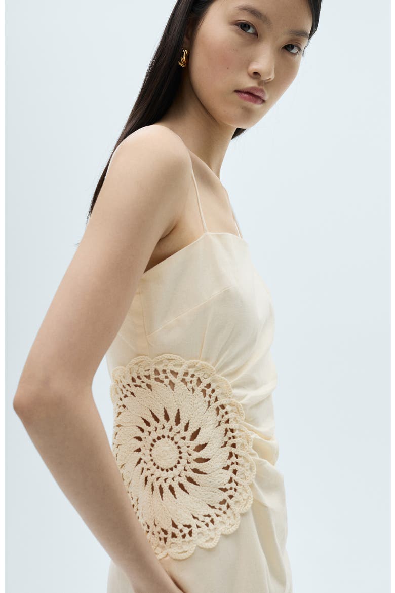 Floral Crochet Sleeveless Midi Dress, Alternate, color, ECRU