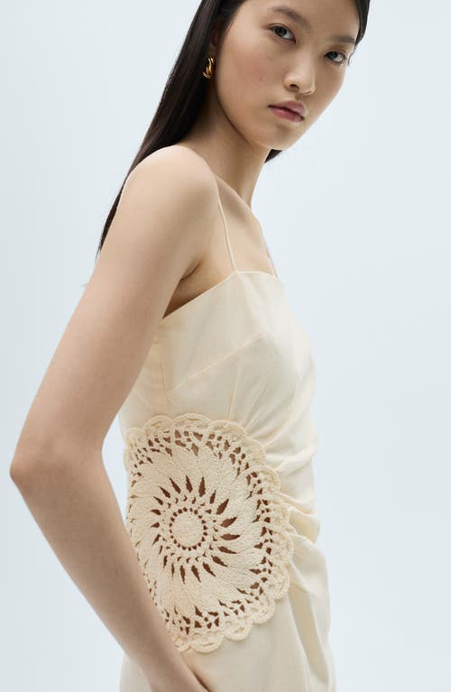 Mango Floral Crochet Sleeveless Midi Dress In Ecru