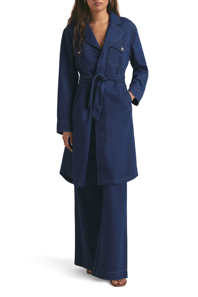 The Boulevard Denim Trench Wrap Coat, Main, color, ROME