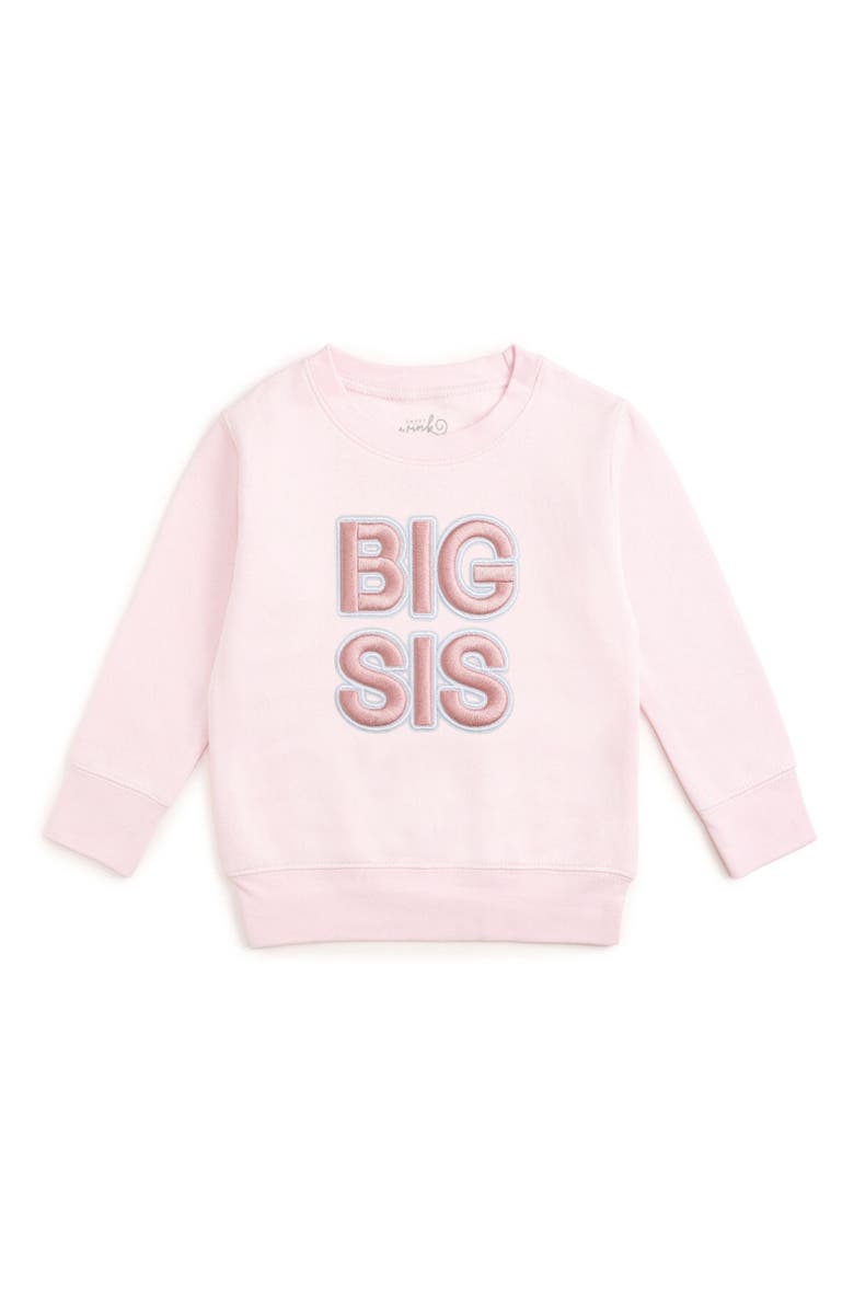 Sweet Wink Big Sis Embroidered Patch Sweatshirt, Main, color, Ballet Pink