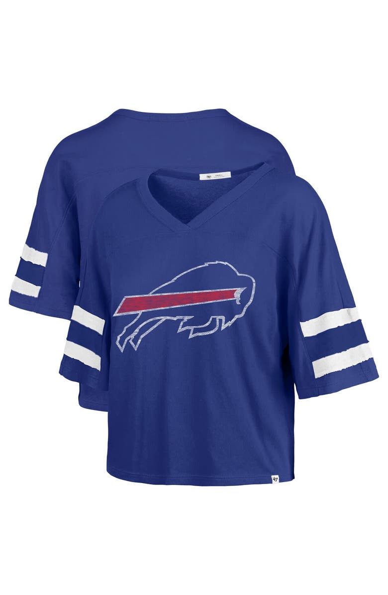 '47 Women's '47 Royal Buffalo Bills Premier Scout Cropped V-Neck T-Shirt, Main, color, 