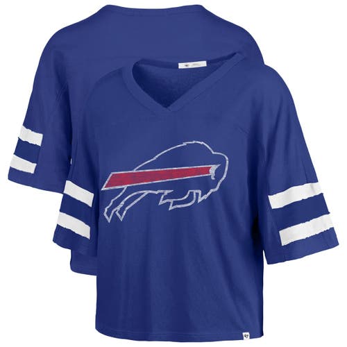 47 Brand '47 Royal Buffalo Bills Premier Scout Cropped V-neck T-shirt In Blue
