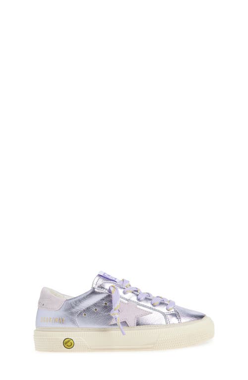 Golden Goose May School Metallic Leather Sneaker In Purple