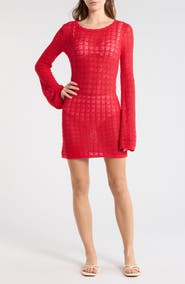 Abound Crochet Long Sleeve Cover-Up Dress