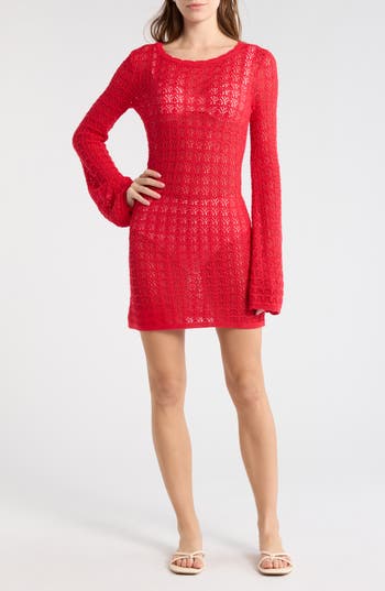 Abound Crochet Long Sleeve Cover-up Dress