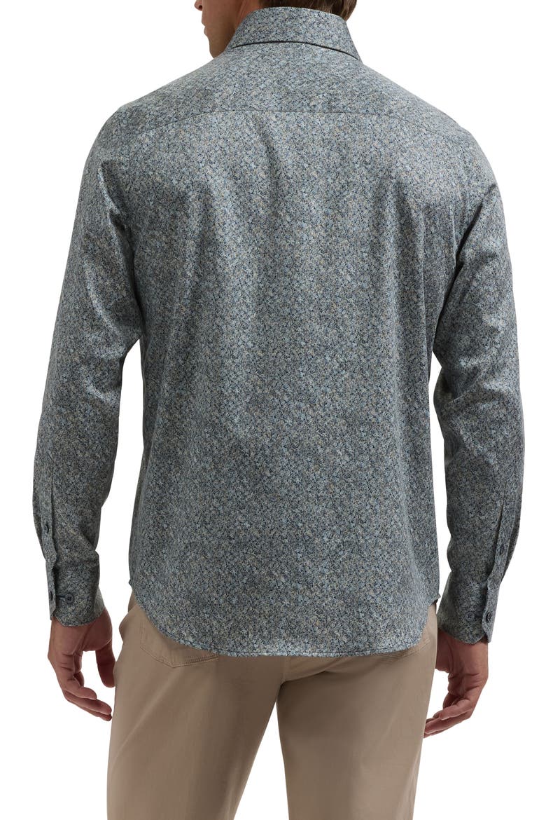 Alvin Shaped Fit Floral Cotton Shirt, Alternate, color, OLIVE