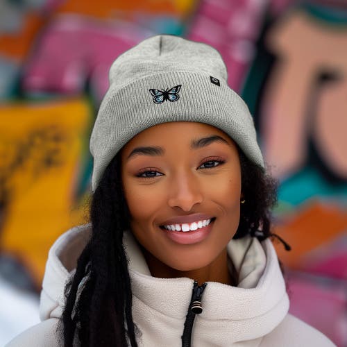 Dalix Butterfly Beanie In Light Gray