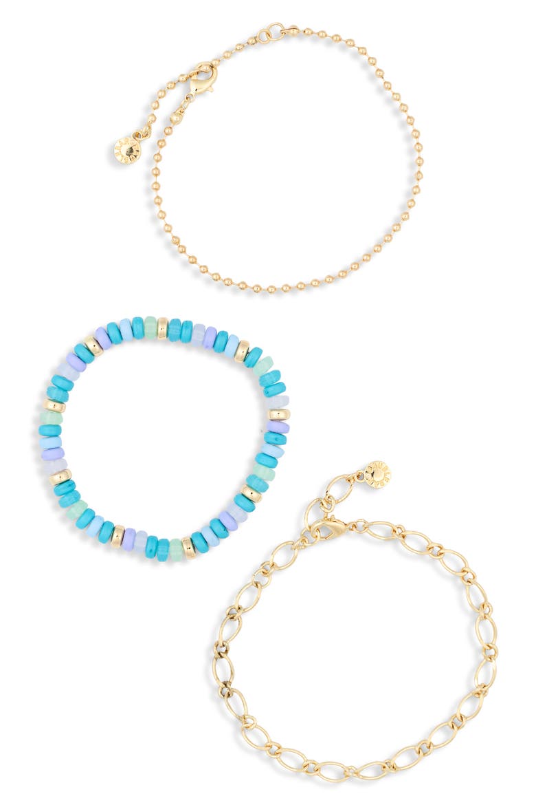 Arm Party Set of 3 Beaded & Chain Bracelets, Alternate, color, BLUE MULTI