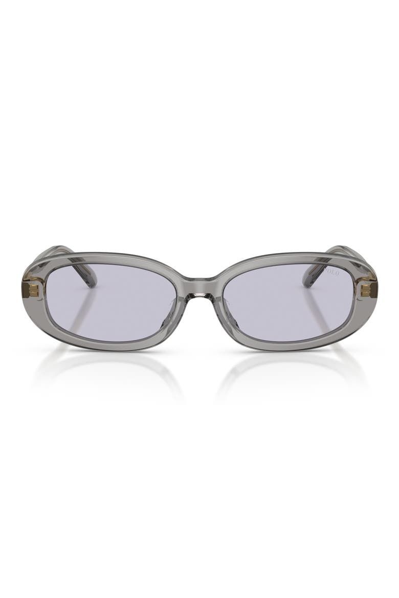 53mm Oval Sunglasses, Main, color, SHINY DARK GREY / LILAC