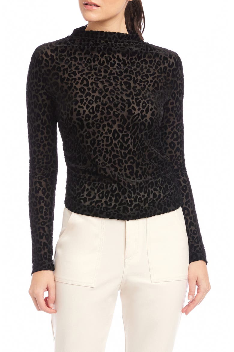 Khami Mock Neck Burnout Top, Main, color, LEOPARD