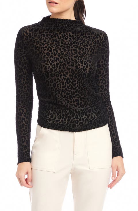 Khami Mock Neck Burnout Top