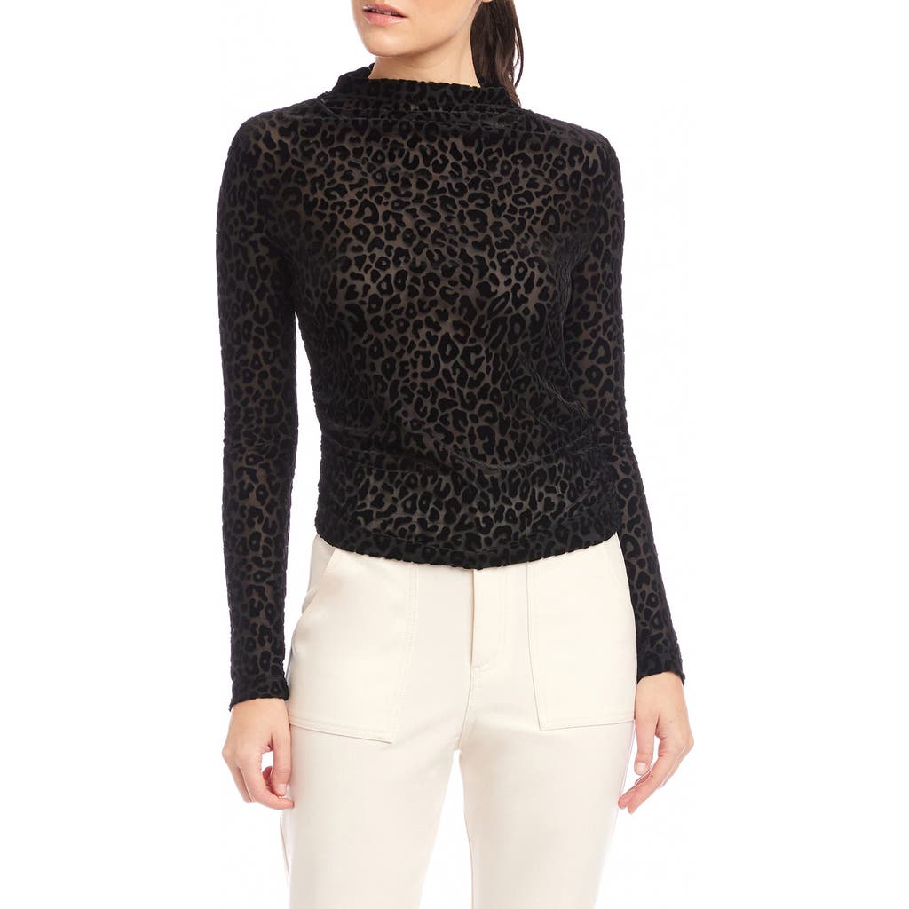 Fifteen Twenty Khami Mock Neck Burnout Top In Black
