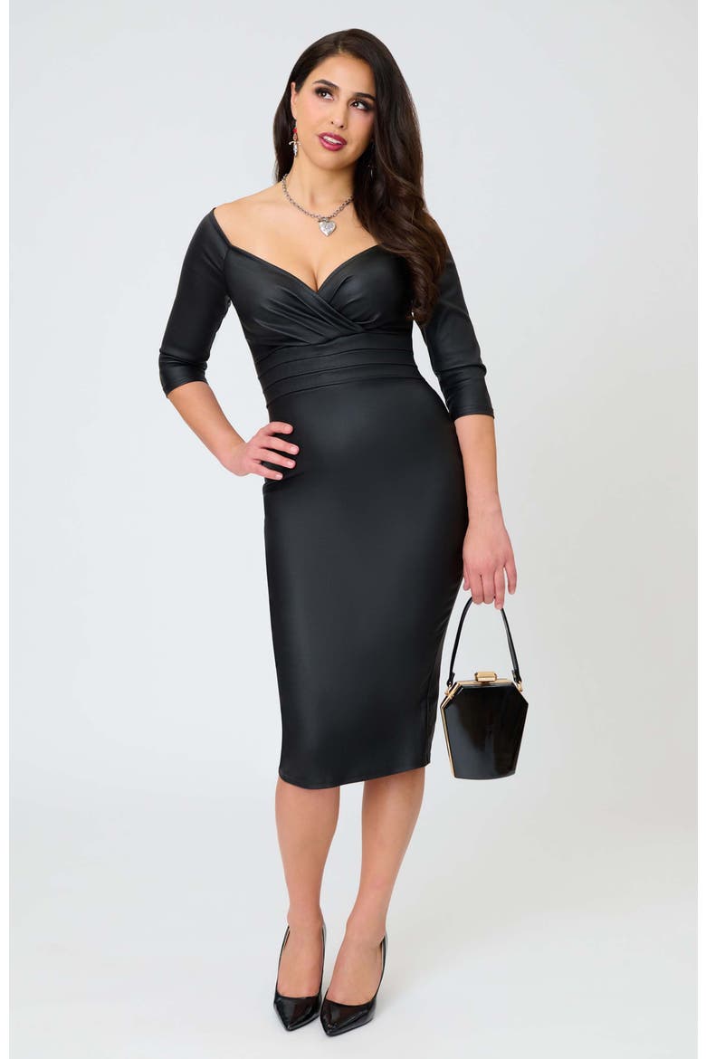 Shailene Pencil Dress, Alternate, color, Black Solid