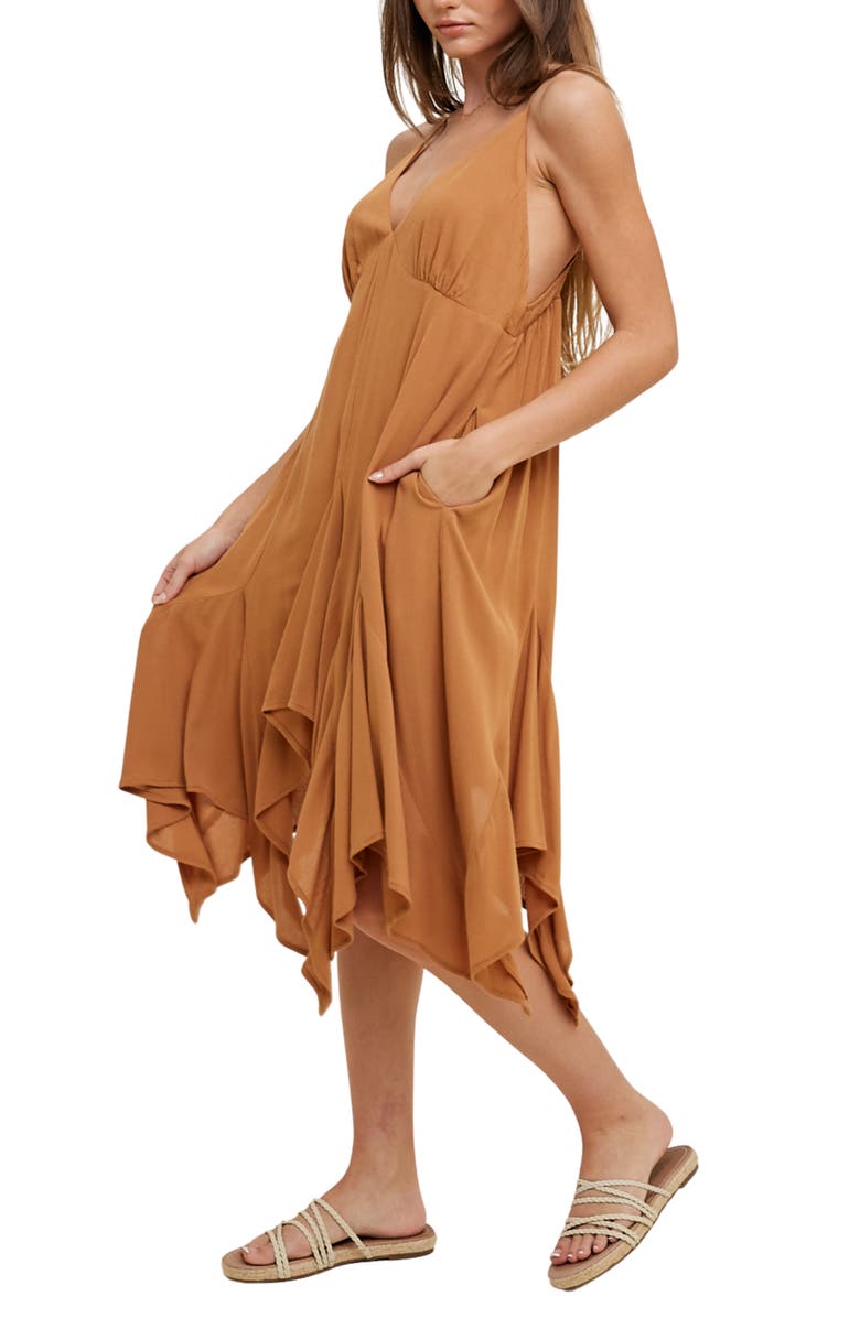 WISHLIST Handkerchief Hem Babydoll Dress, Alternate, color, Camel