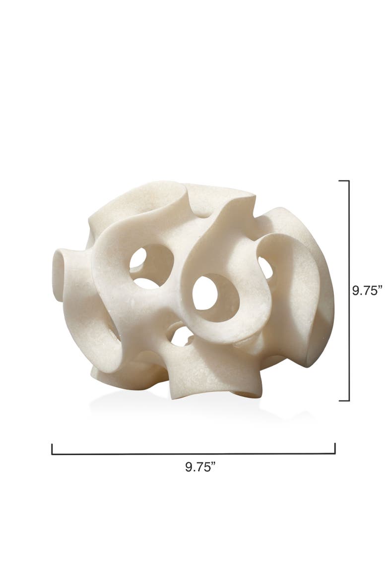 Ribbon Resin Decorative Sphere, White, Alternate, color, White