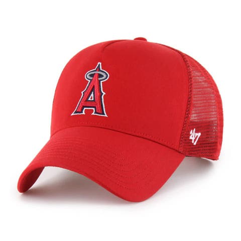 Men's '47 Red Los Angeles Angels Ballpark Offside Adjustable Trucker Hat