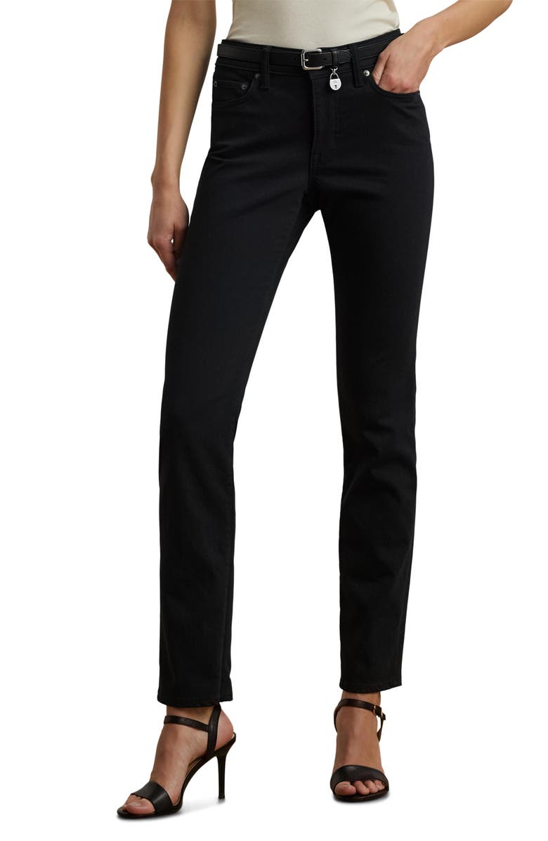 Lauren Ralph Lauren High-Rise Skinny Ankle Jeans, Main, color, Black