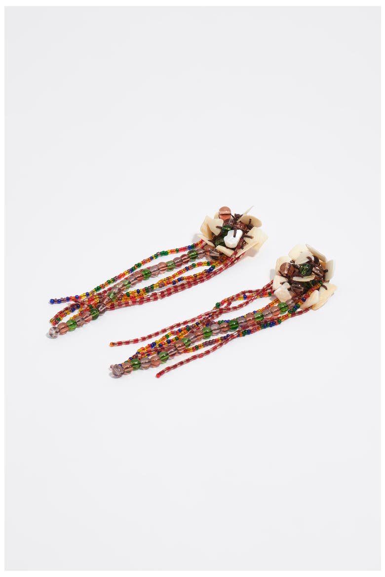 Mother-Of-Pearl Bead Earrings, Alternate, color, GARNET