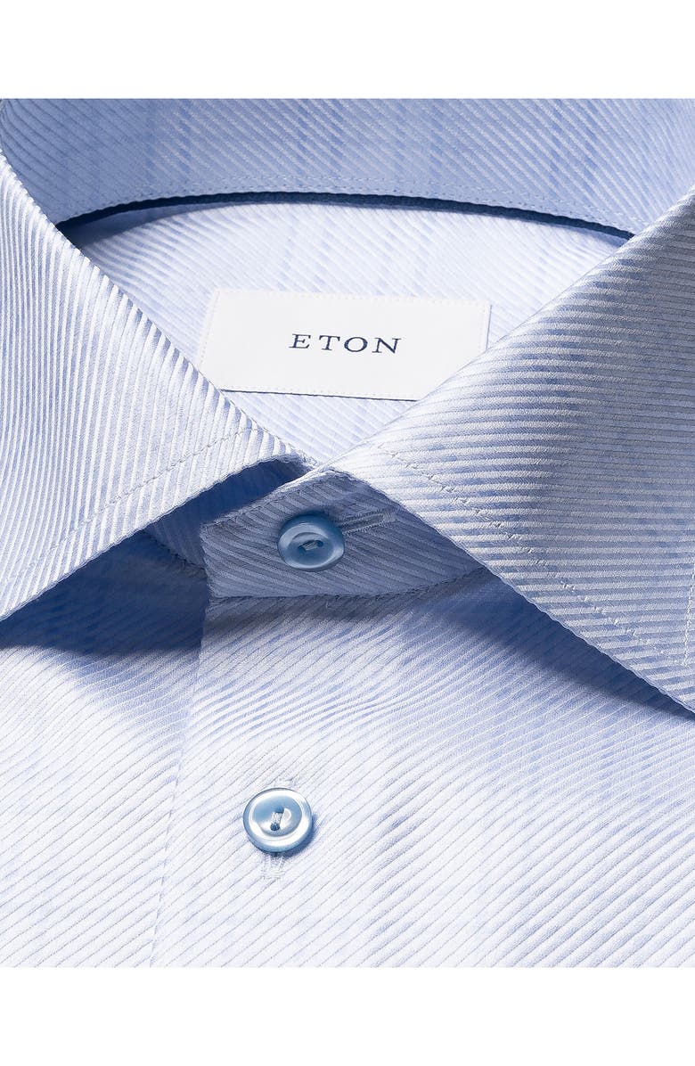Eton Slim Fit Check King Twill Dress Shirt, Alternate, color, Light Blue