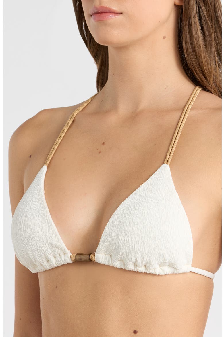 Firenze Crinkle T-Back Bikini Top, Alternate, color, WHITE