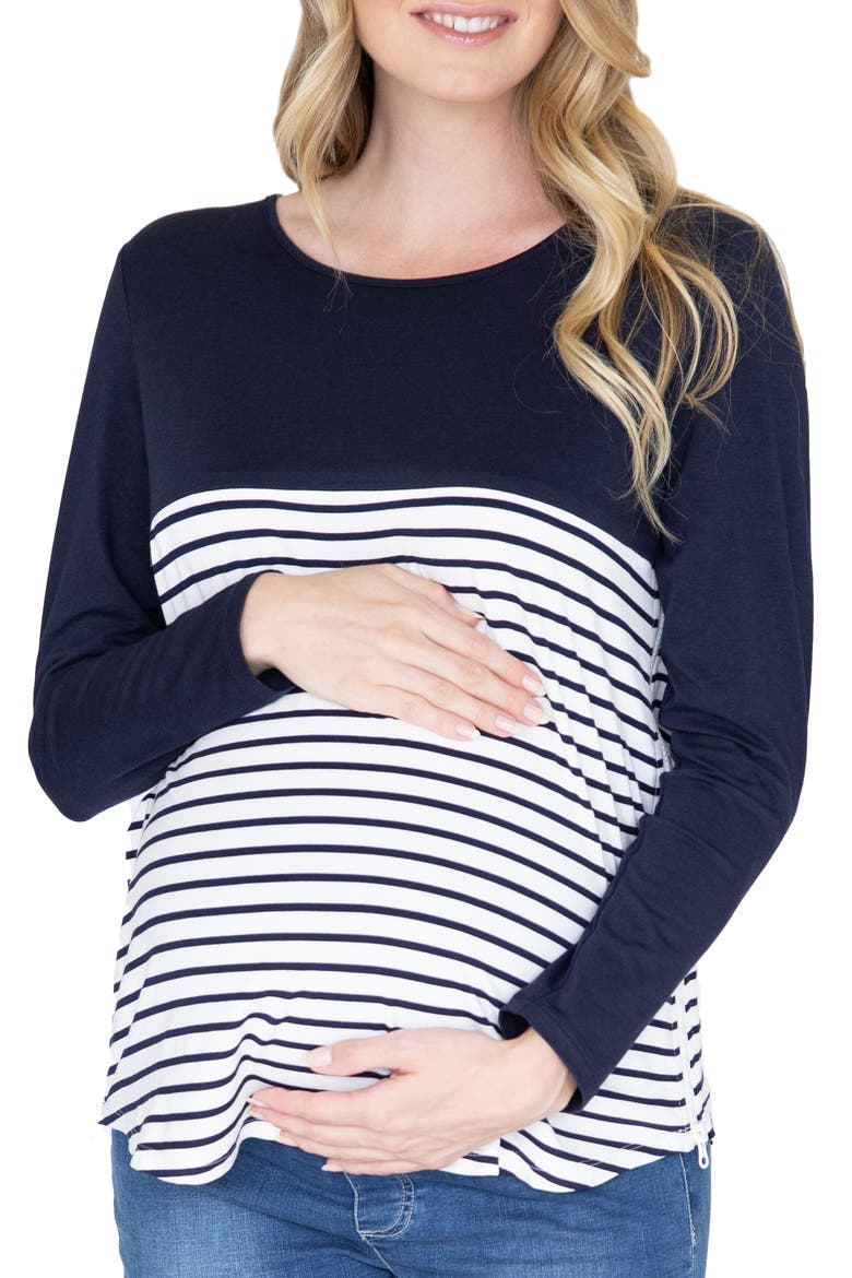 Solid & Stripe Nursing Top, Main, color, NAVY