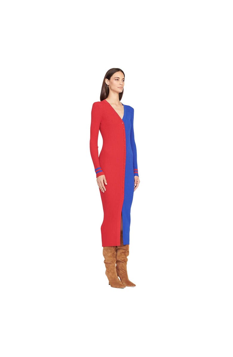 STAUD Women's STAUD Red/Royal Buffalo Bills Shoko Knit Button-Up Sweater Dress, Alternate, color, 