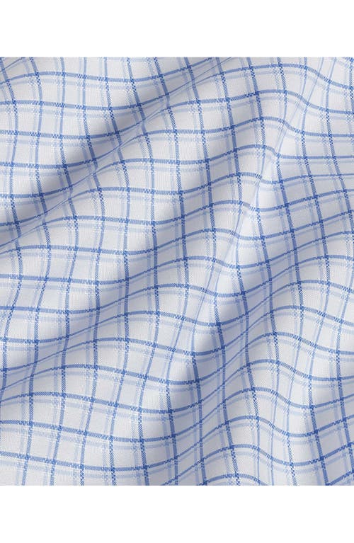 David Donahue Trim Fit Check Cotton Dobby Dress Shirrt In Blue