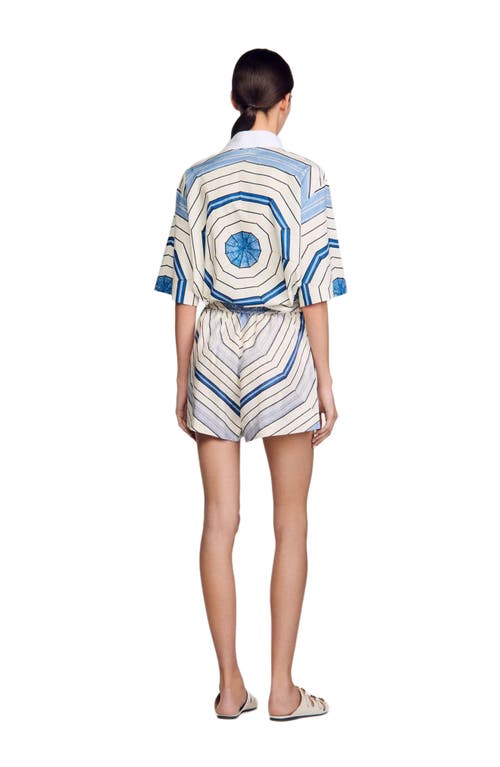 Sandro Spiral-motif Shorts In Blue
