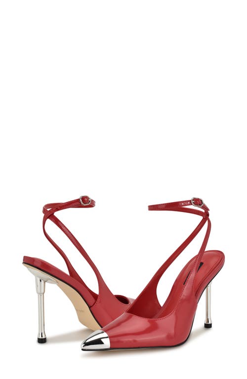 Nine West Monroh Pointed Cap Toe Pump In Medium Red