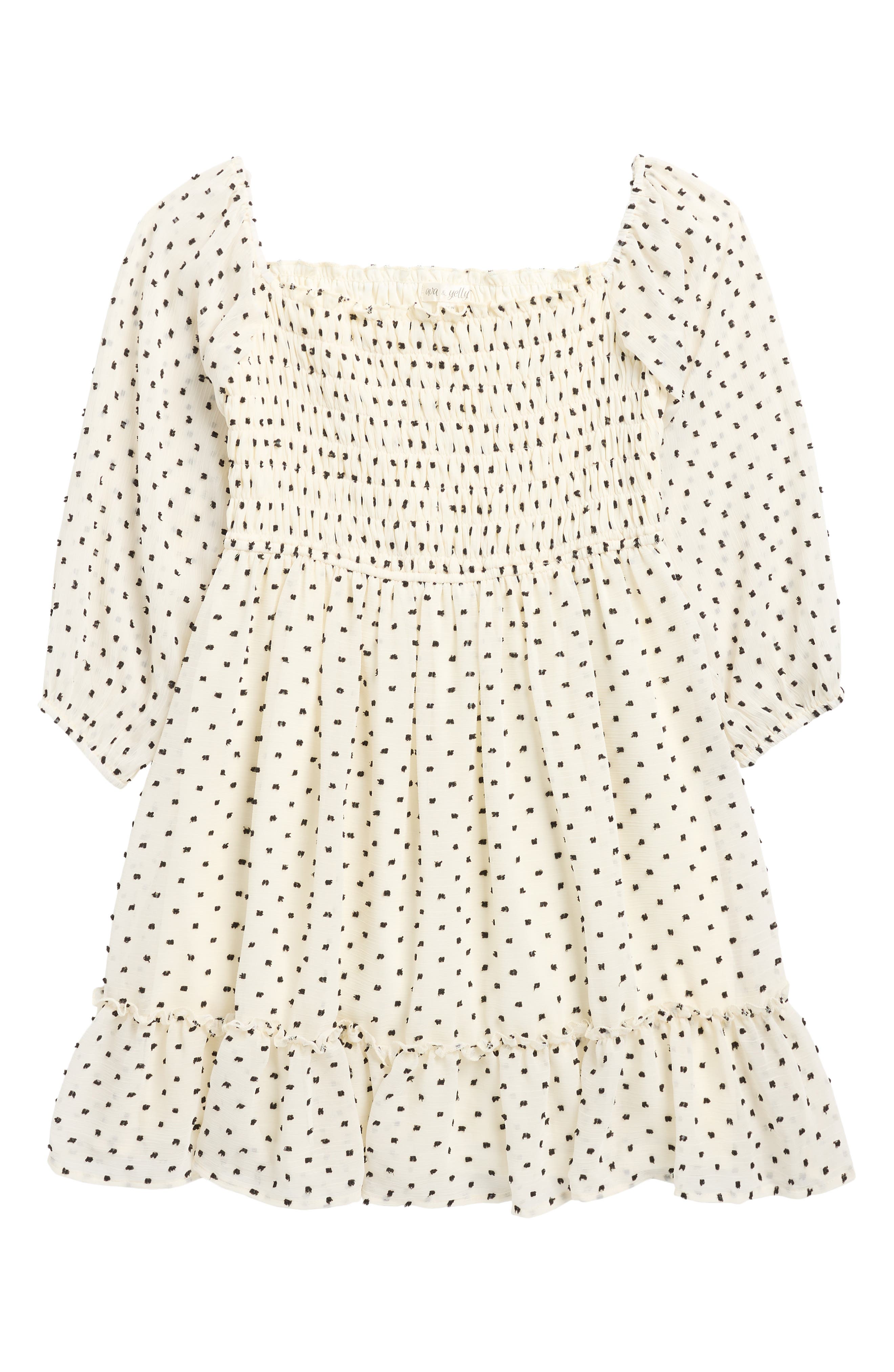 Ava & Yelly Kids' Smocked Clip Dot Babydoll Dress