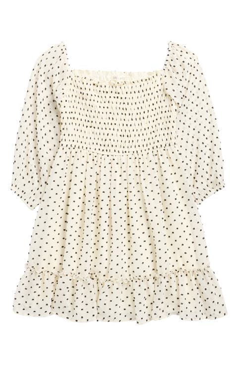Kids' Smocked Clip Dot Babydoll Dress (Big Kid)