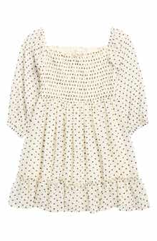 Ava & Yelly Kids' Smocked Clip Dot Babydoll Dress