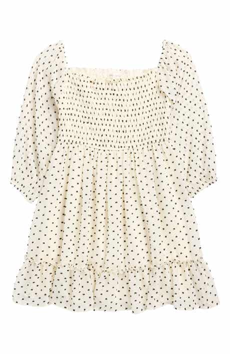 Ava & Yelly Kids' Smocked Clip Dot Babydoll Dress