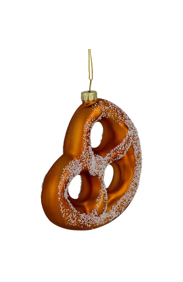Northlight Salted Soft Pretzel Glass Christmas Ornament - 4.5", Alternate, color, Bronze