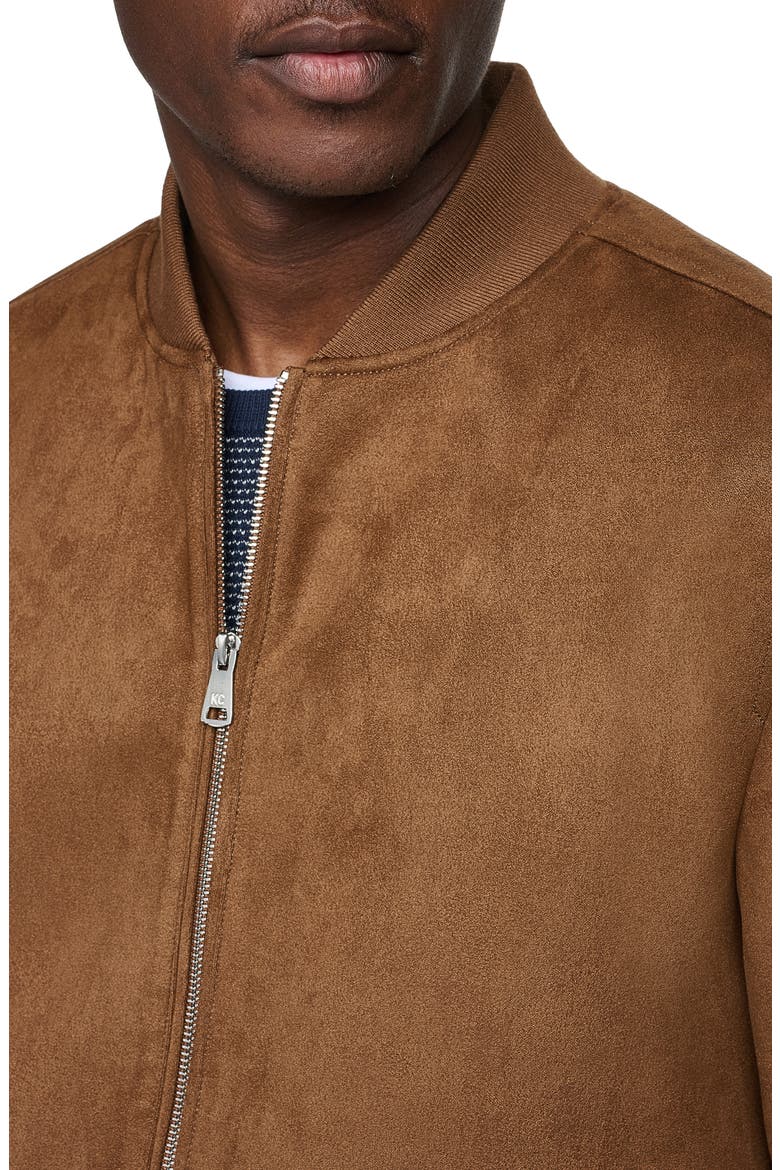 Faux Suede Bomber Jacket, Alternate, color, COGNAC