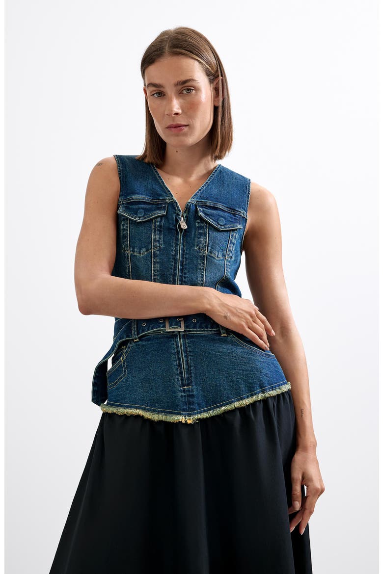 Denim Vest Midi Dress, Alternate, color, MEDIUM BLUE