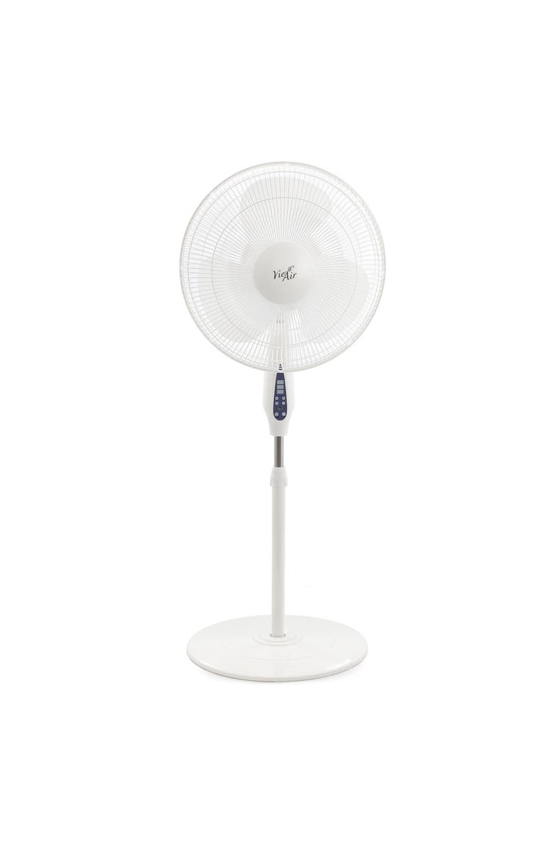 Vie Air 16 Inch 3 Speed Oscillating Stand Fan with Remote Control, Main, color, White