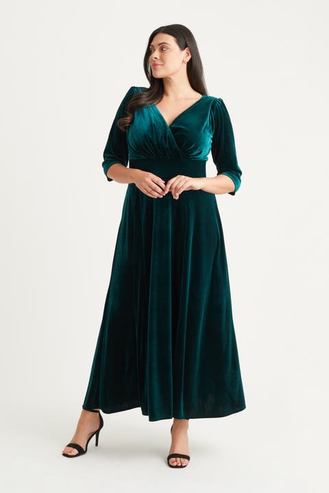 Verity Velvet 3/4 Sleeve Maxi Dress