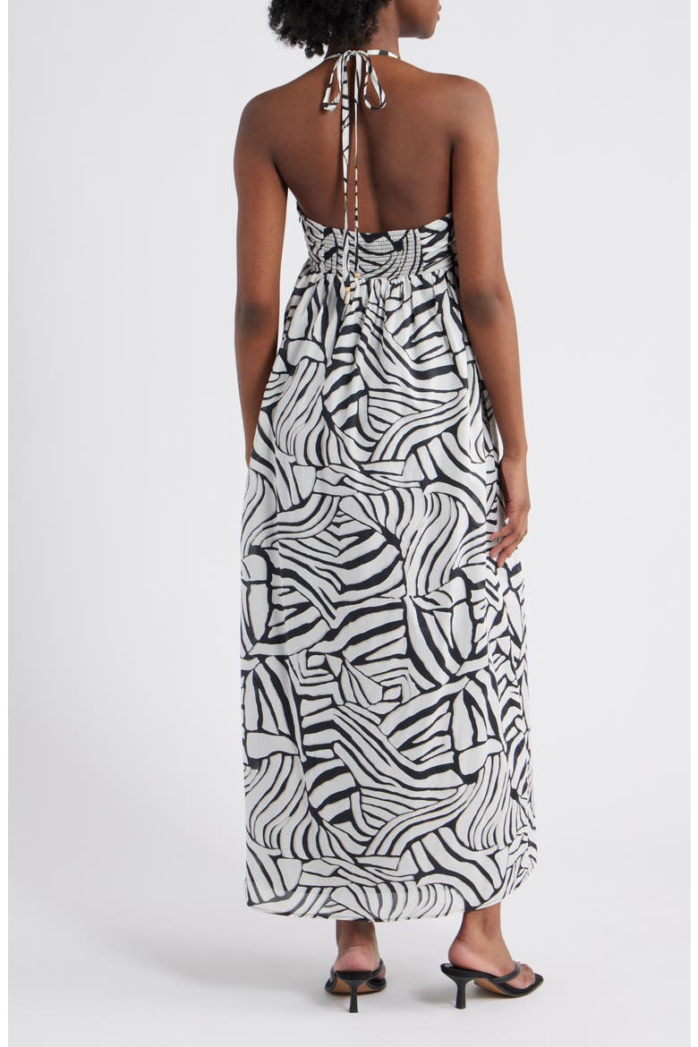 Palazzo Printed Halter Midi Dress, Alternate, color, PLAYA BLANCA