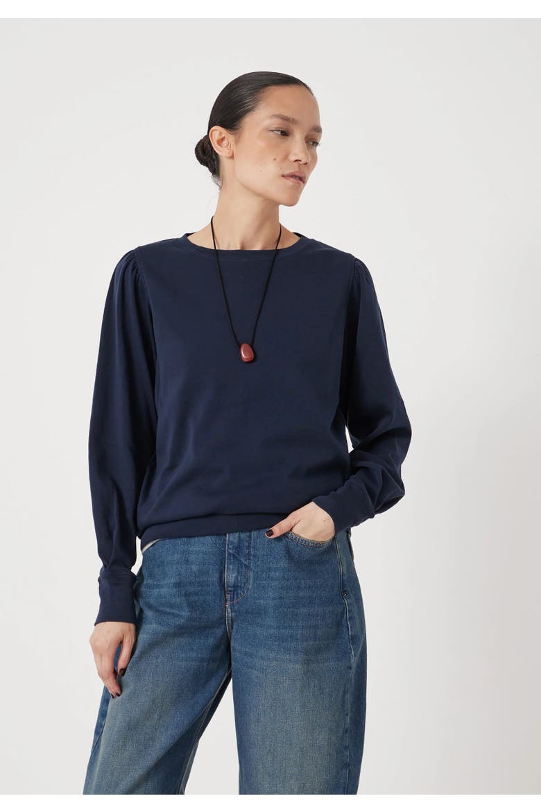 Emily Puff Sleeve Relaxed Top, Main, color, Dark Navy