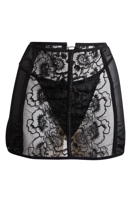 KILO BRAVA KILO BRAVA EMBROIDERED LACE-UP SHEER SKIRT & G-STRING SET 