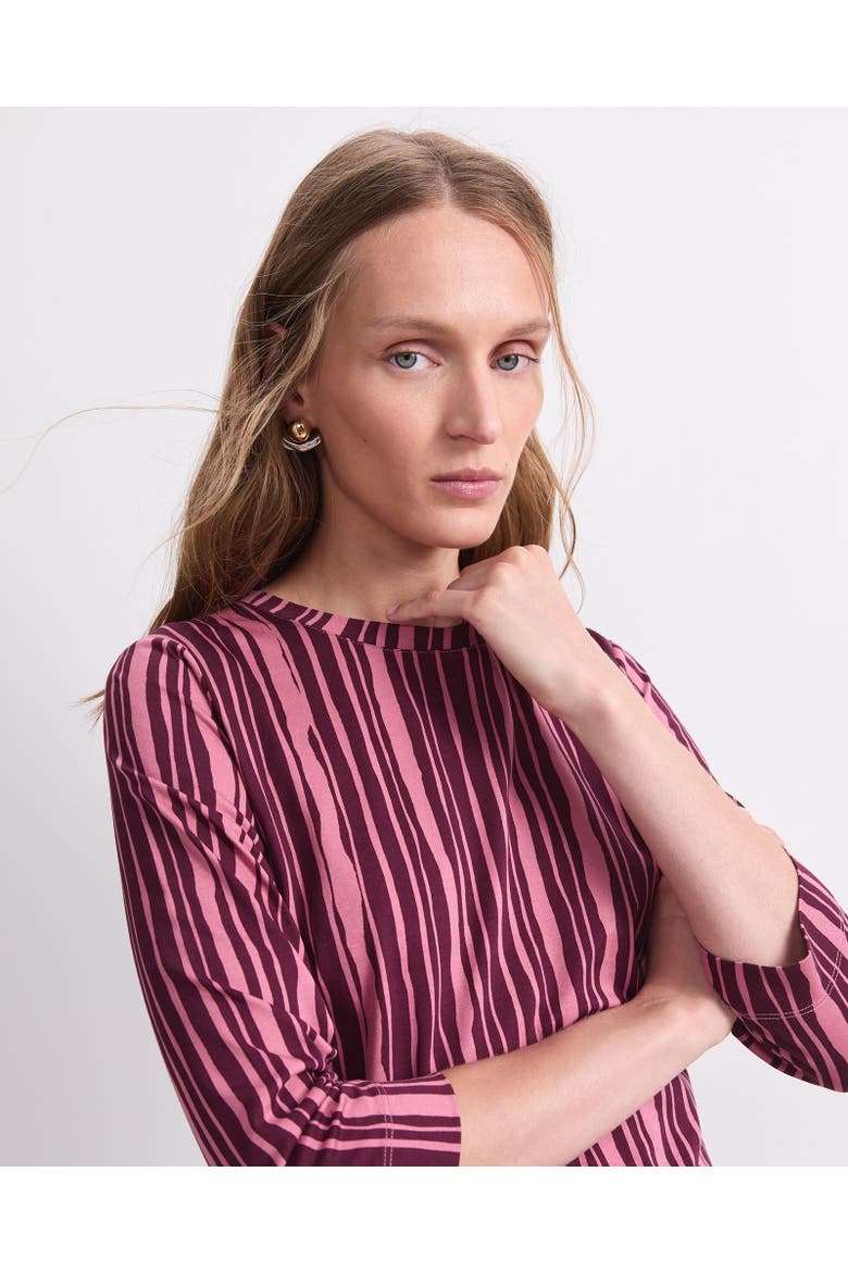 Stripe Print Mercerised 3/4 Sleeve Top, Alternate, color, Pink Multi