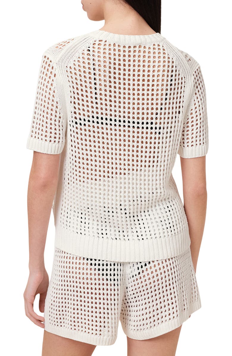 AllSaints Paloma Open Stitch Short Sleeve Sweater, Alternate, color, Chalk White